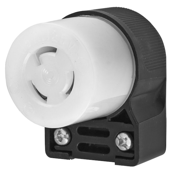 Locking Connector, L5-15R, 15 A, 125V AC, Single Phase, 2 Pole, Screw Terminals, Black, White